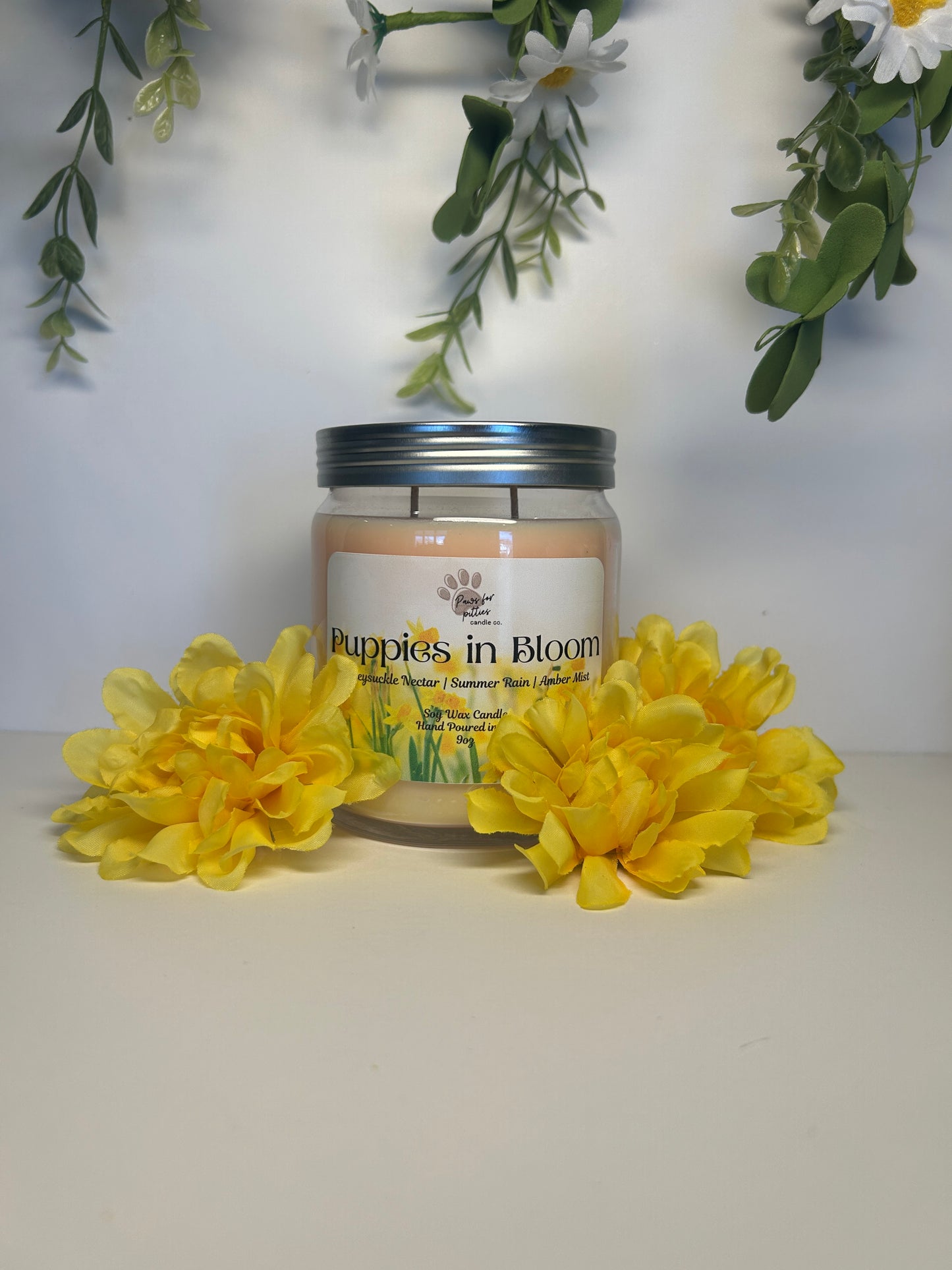 Puppies in Bloom 9oz Soy Wax Candle