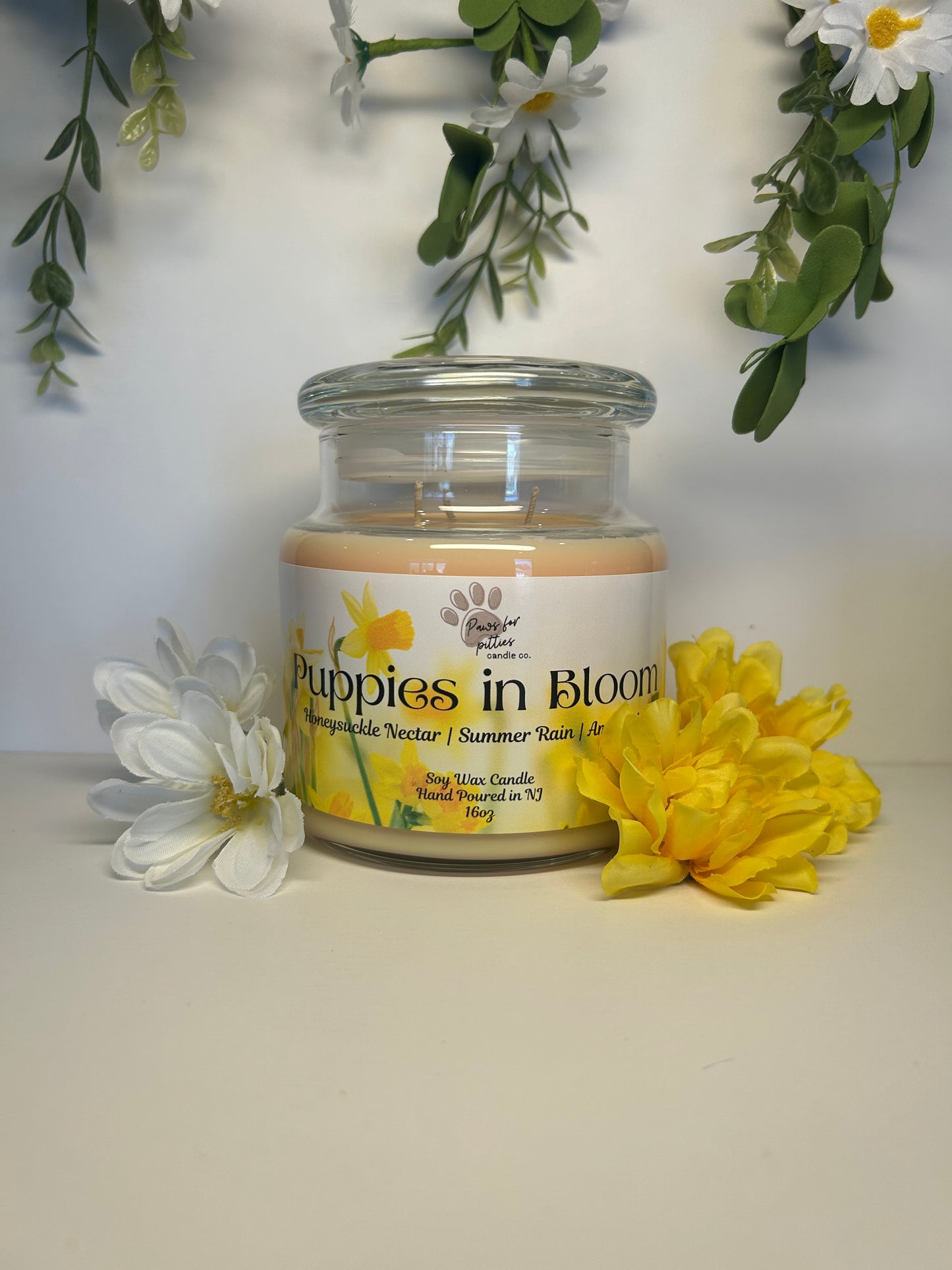 Puppies in Bloom 16oz Soy Wax Candle