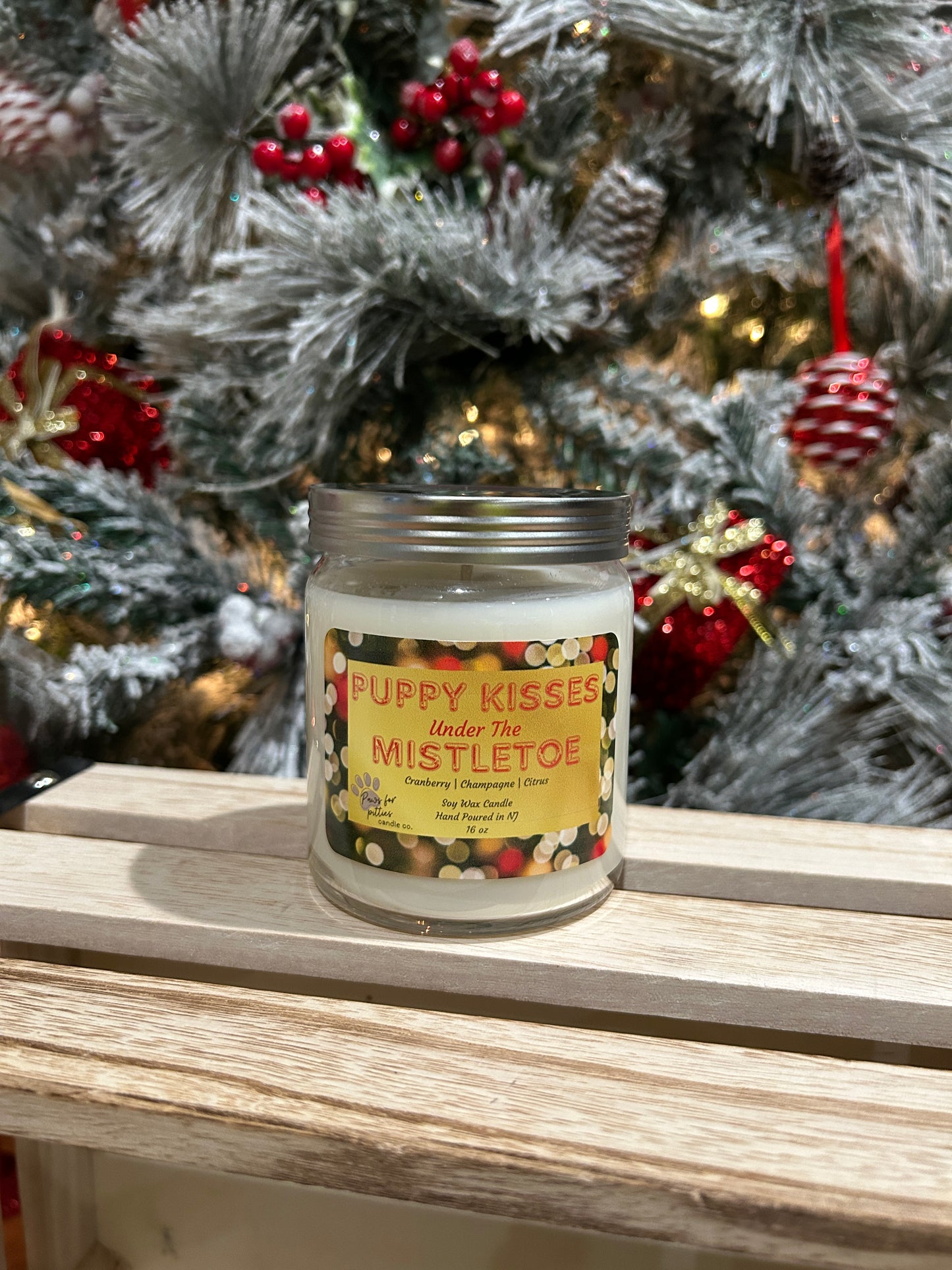 Puppy Kisses Under the Mistletoe 9oz Soy Wax Candle
