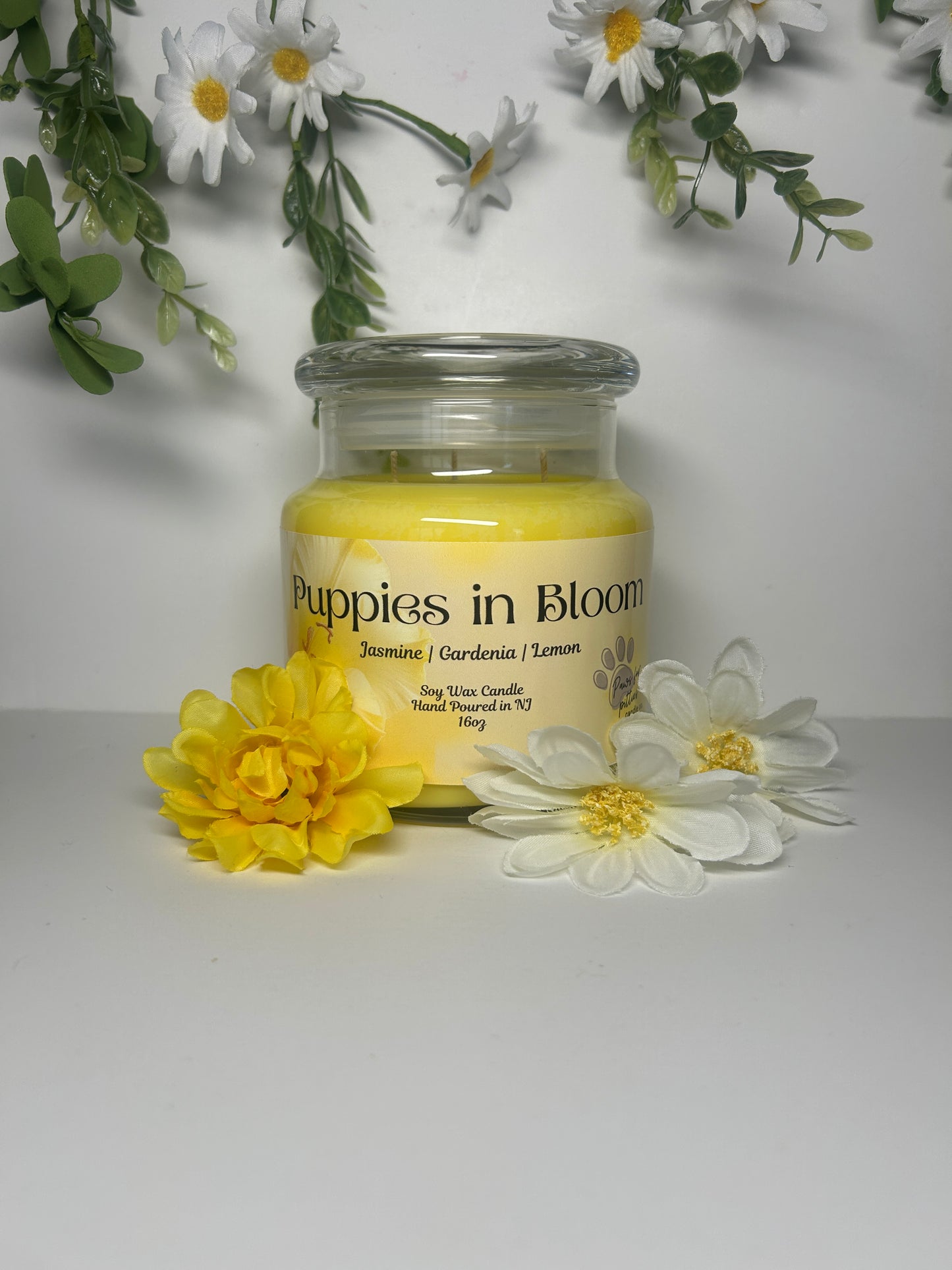 Puppies in Bloom 16oz Soy Wax Candle
