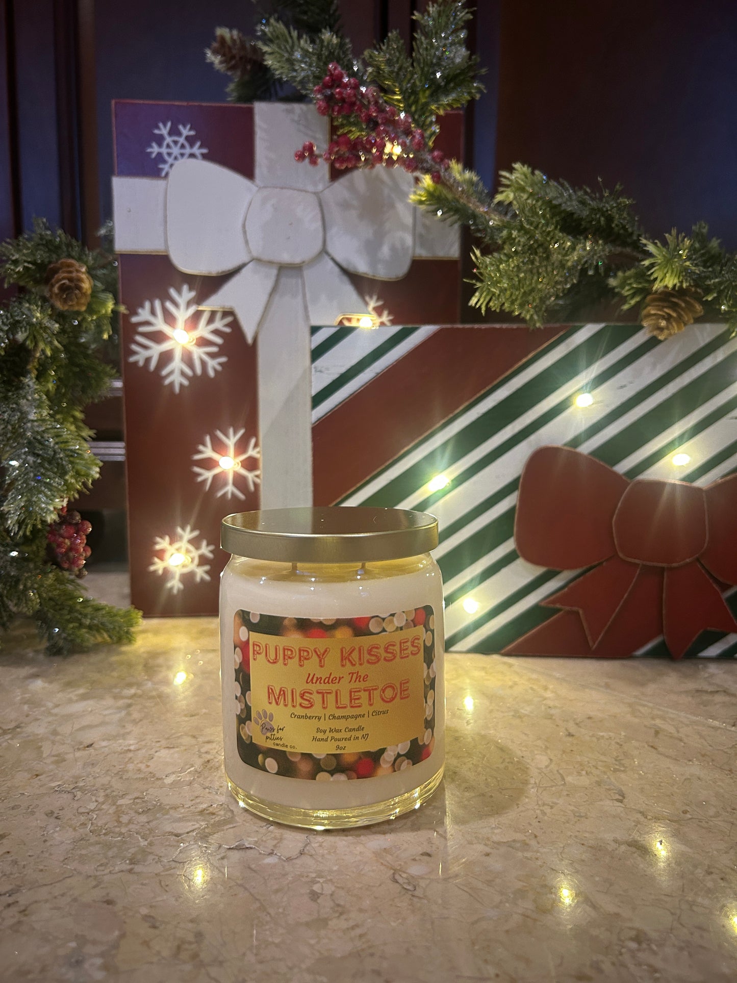 Puppy Kisses Under the Mistletoe 9oz Soy Wax Candle