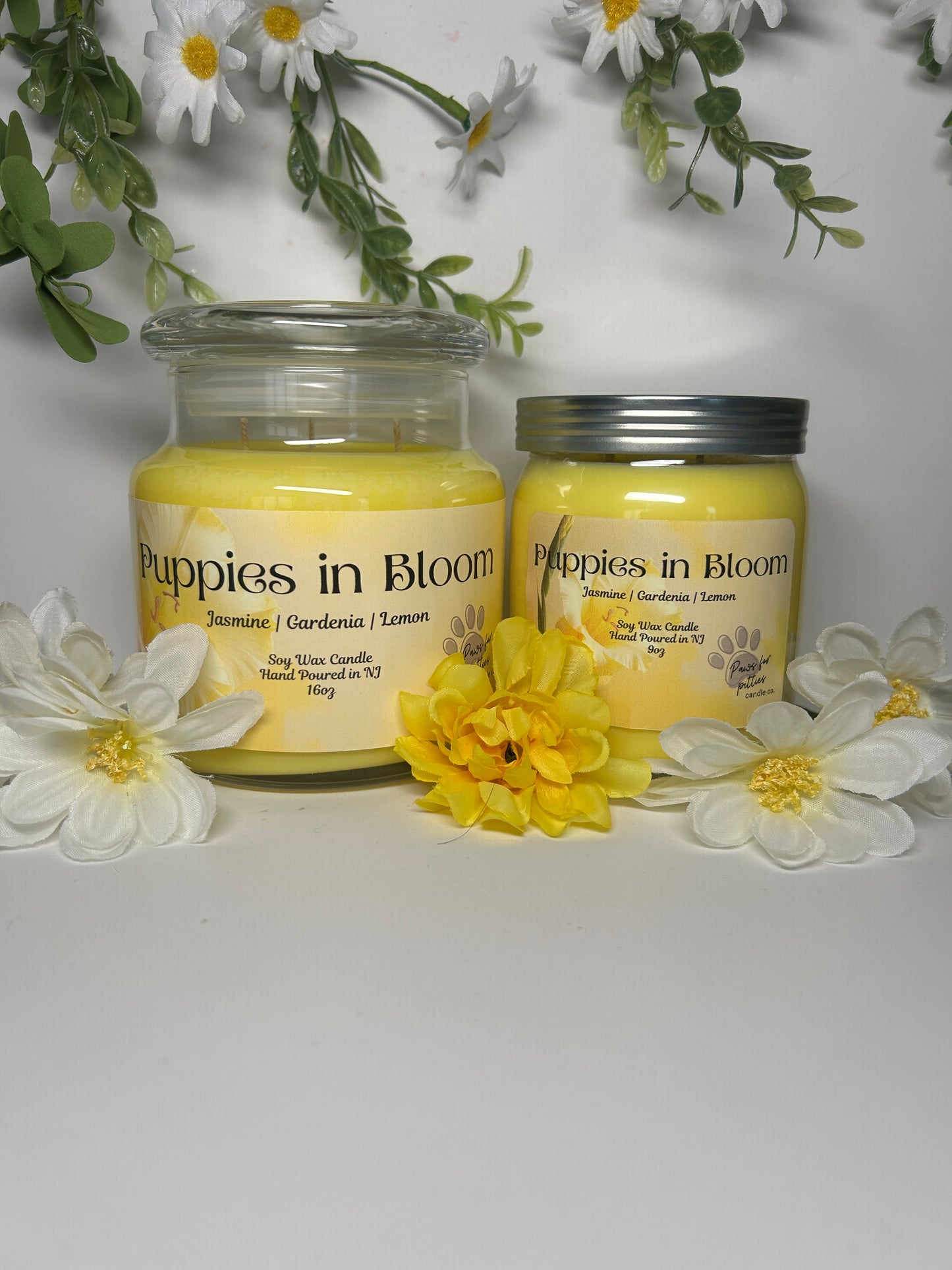 Puppies in Bloom 16oz Soy Wax Candle