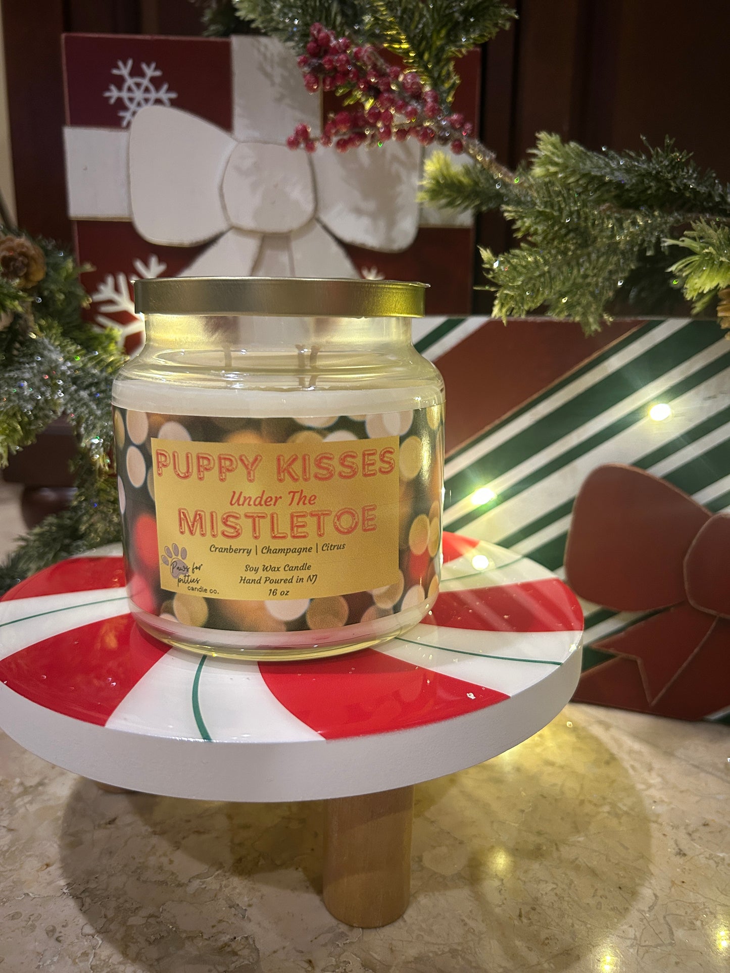 Puppy Kisses Under the Mistletoe 16oz Soy Wax Candle