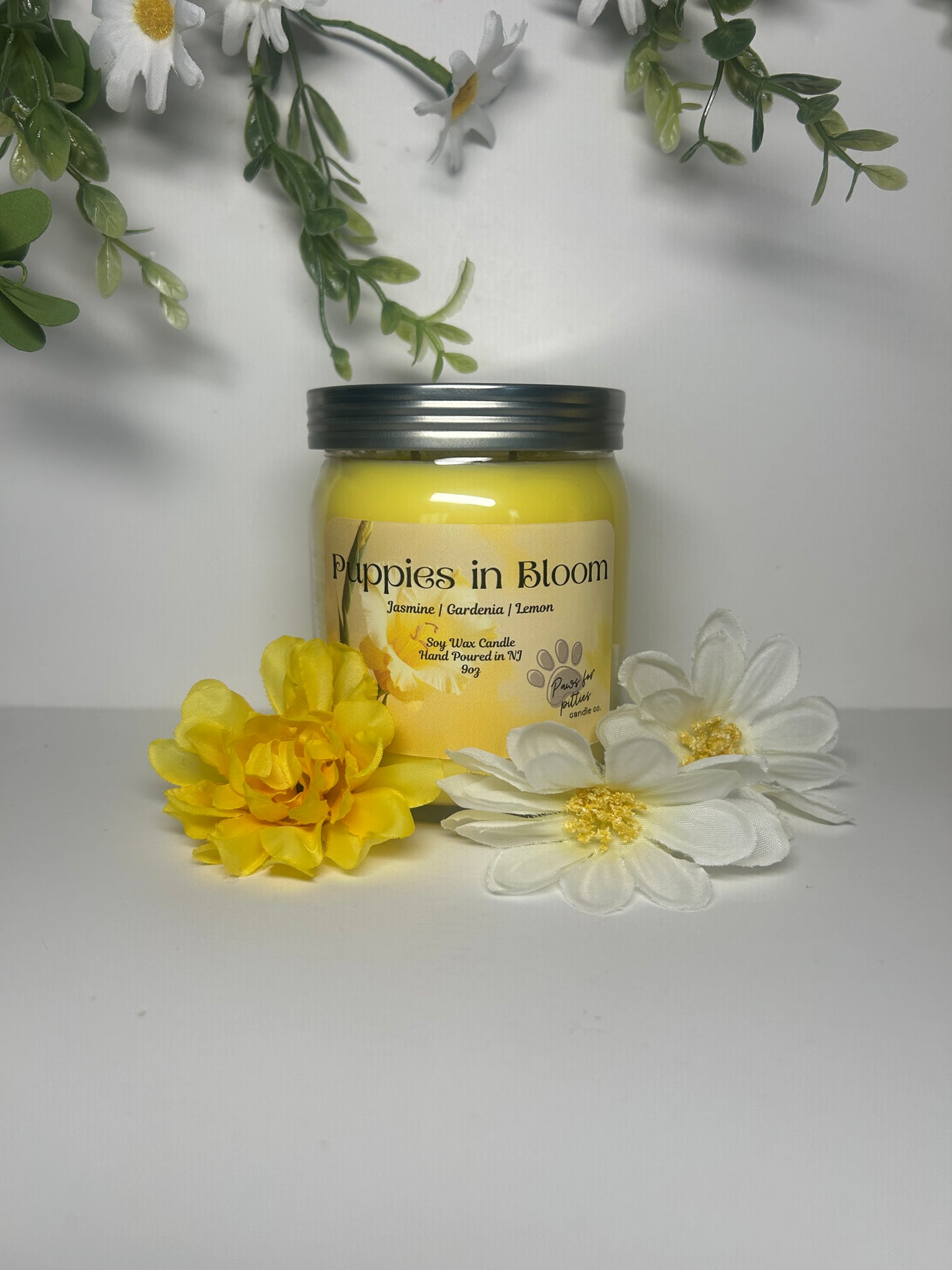 Puppies in Bloom 9oz Soy Wax Candle