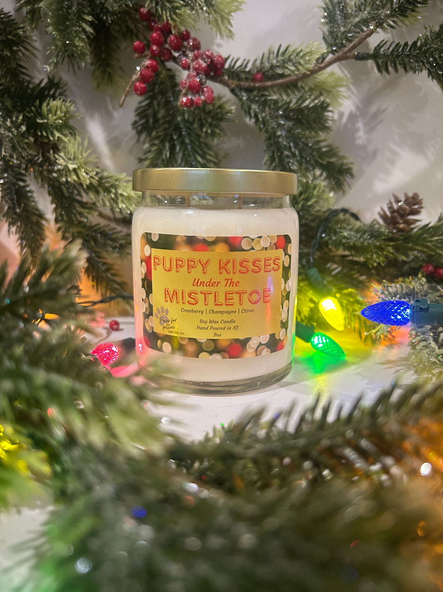 Puppy Kisses Under the Mistletoe 9oz Soy Wax Candle