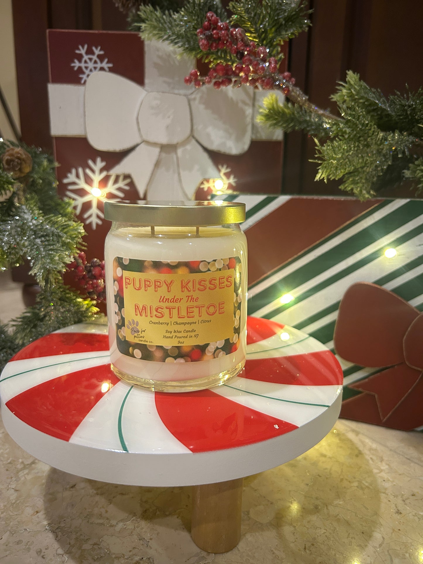 Puppy Kisses Under the Mistletoe 9oz Soy Wax Candle